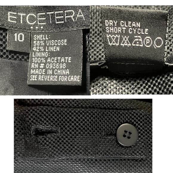 Etcetera Women's Black Designer Linen Blend Lined Blazer Oversized Buttons SZ 10 - Picture 13 of 13